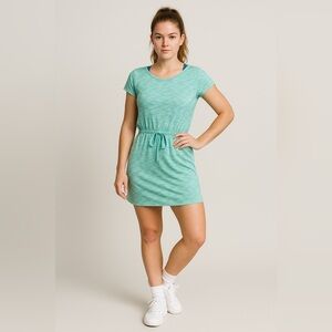 Columbia Drawstring Dress Teal Space Dye Sz XS